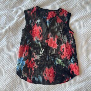 J. Crew Black and Red 100% Silk Tank Top, Size 4